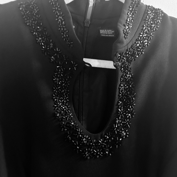 LIZ CLAIBORNE Womens Size 8 Black Beaded Keyhole Neck Tea Length Dress Maxi - Picture 8 of 11